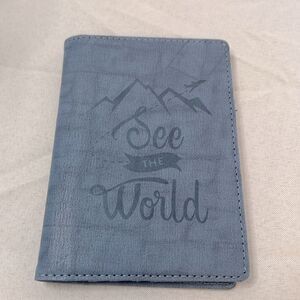 Vintage Blue Passport Holder w/ Credit Card Slots and RFID Blocking Security